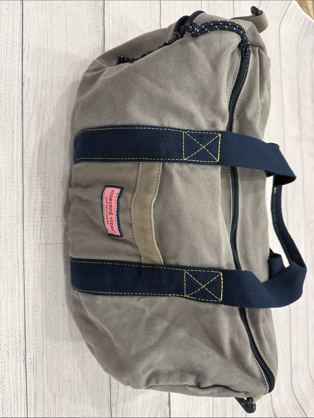 Vineyard Vines Canvas Duffel Weekender Bag Gray Navy